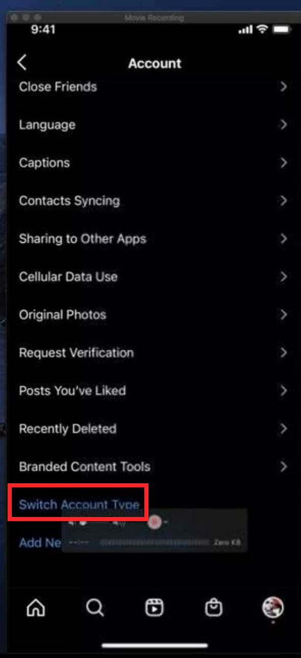 IG Phone Switch Account Type